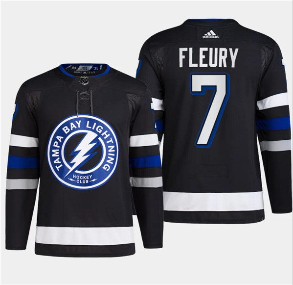 Tampa Bay Lightning #7 Haydn Fleury Black Alternate Premier Breakaway Stitched Jersey - Zenithce