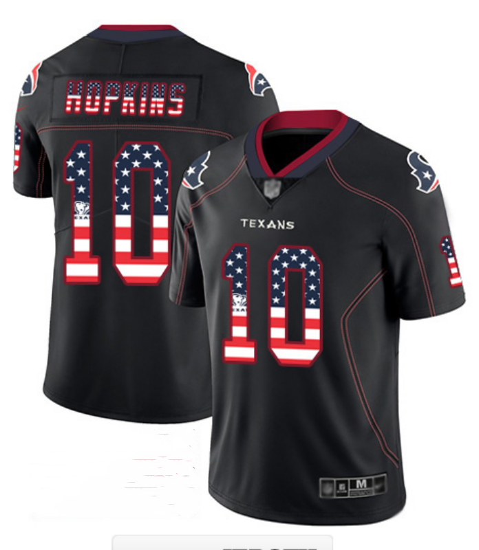 Houston Texans #10 DeAndre Hopkins Black USA Flag Color Rush Limited Fashion Stitched Jersey - Zenithce