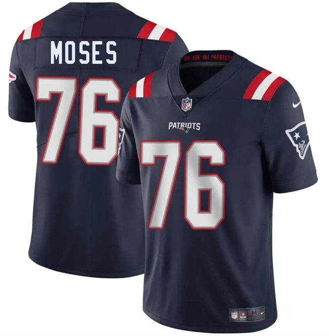 New England Patriots #76 Morgan Moses Navy 2025 Vapor Limited Stitched Jersey - Zenithce