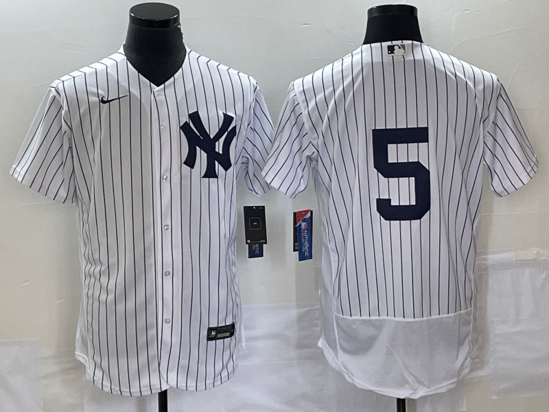 New York Yankees #5 Joe DiMaggio White Flex Base Stitched Jersey - Zenithce