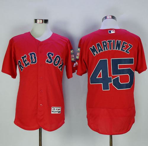 Red Sox #45 Pedro Martinez Red Flexbase Authentic Collection Stitched Jersey - Zenithce