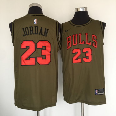 Chicago Bulls #23 Michael Jordan Olive Swingman Jersey - Zenithce