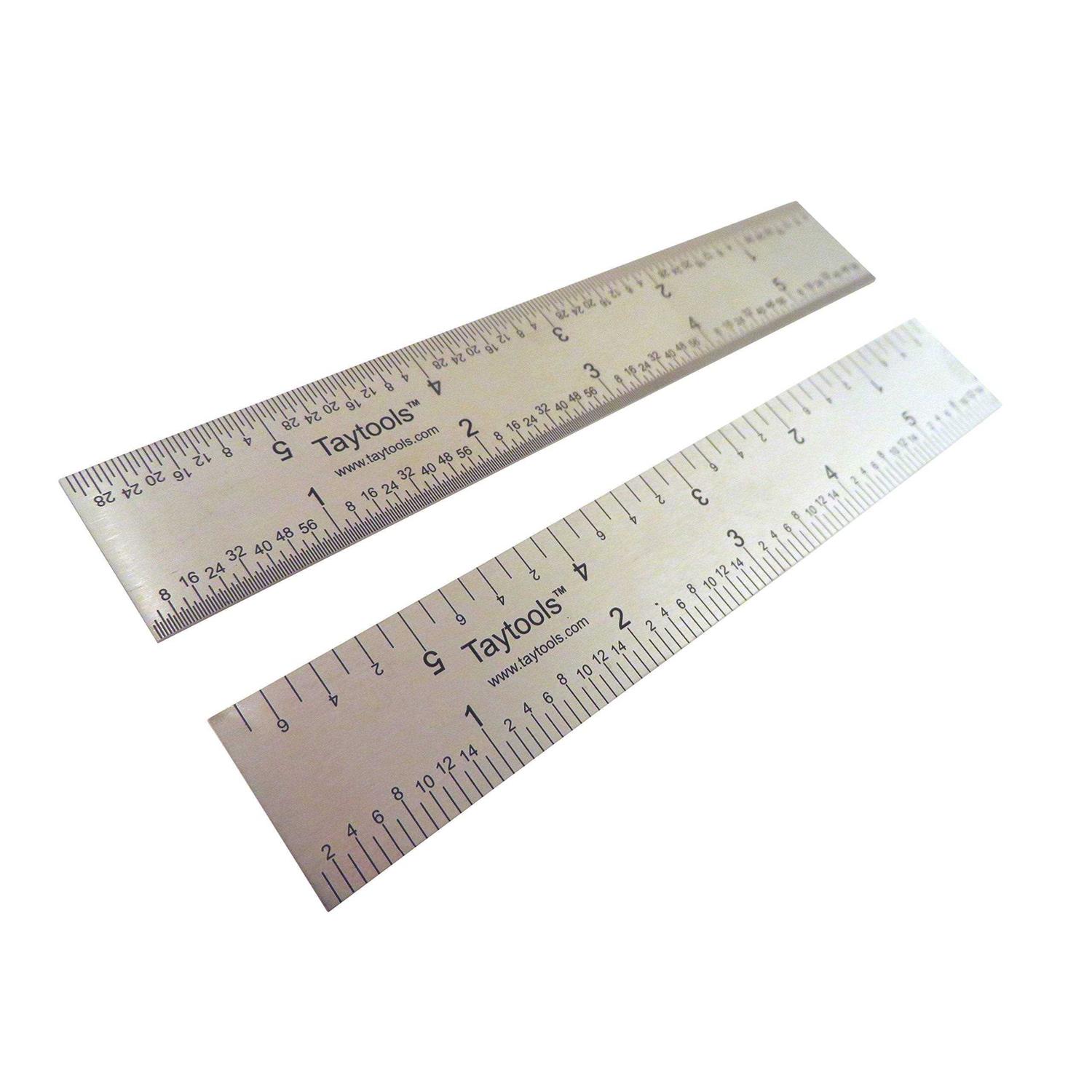 Taytools Rigid Machinist Rule Ruler Hardened Spring Steel 4R Graduations in 1/8, 1/16, 1/32 and 1/64 - Zenithce
