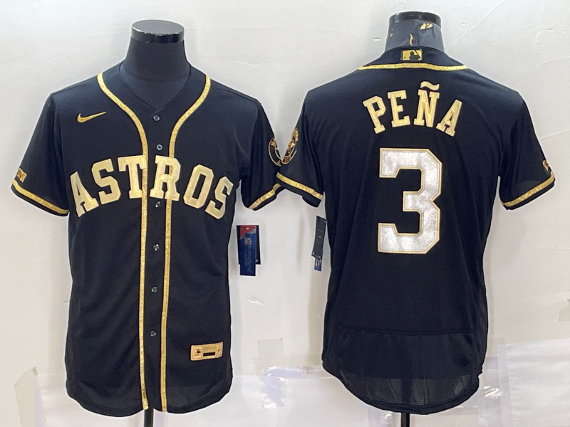 Houston Astros #3 Jeremy PeNa Black Gold Flex Base Stitched Jersey - Zenithce