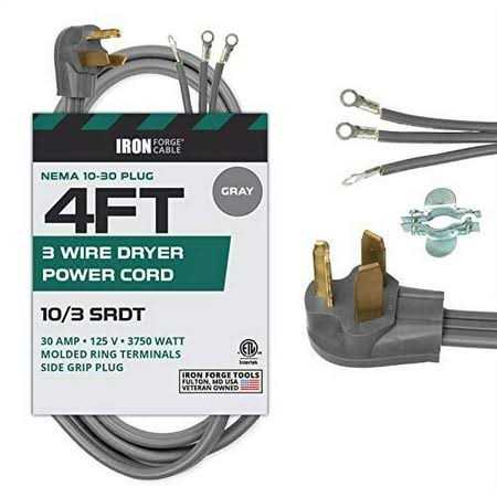 IRON FORGE CABLE 3 Prong Dryer Cord Extension Power Cord - Zenithce