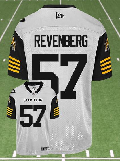 CFL Hamilton tiger cats #57 REVENBERG Crested Away White Jersey - Zenithce