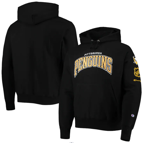 Pittsburgh Penguins Champion Black OB Capsule II Pullover Hoodie - Zenithce