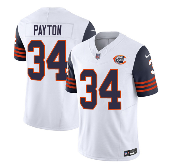 Chicago Bears #34 Walter Payton White Navy 2023 F.U.S.E. Throwback Limited Stitched Game Jersey - Zenithce