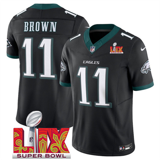 Philadelphia Eagles #11 A.J. Brown Black 2025 Super Bowl LIX Patch Vapor Untouchable Limited Stitched Jersey - Zenithce