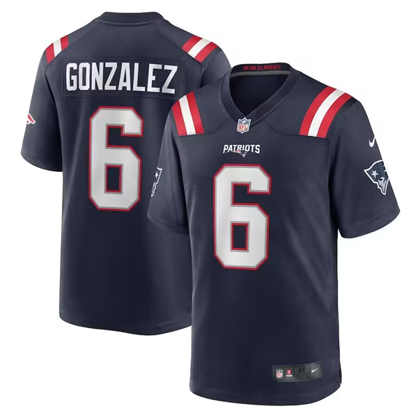 New England Patriots #6 Christian Gonzalez Navy Stitched Game Jersey - Zenithce