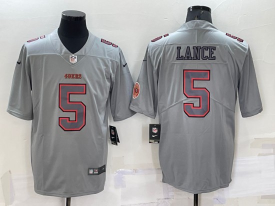 San Francisco 49ers #5 Trey Lance Gray With Patch Atmosphere Fashion Stitched Jersey - Zenithce