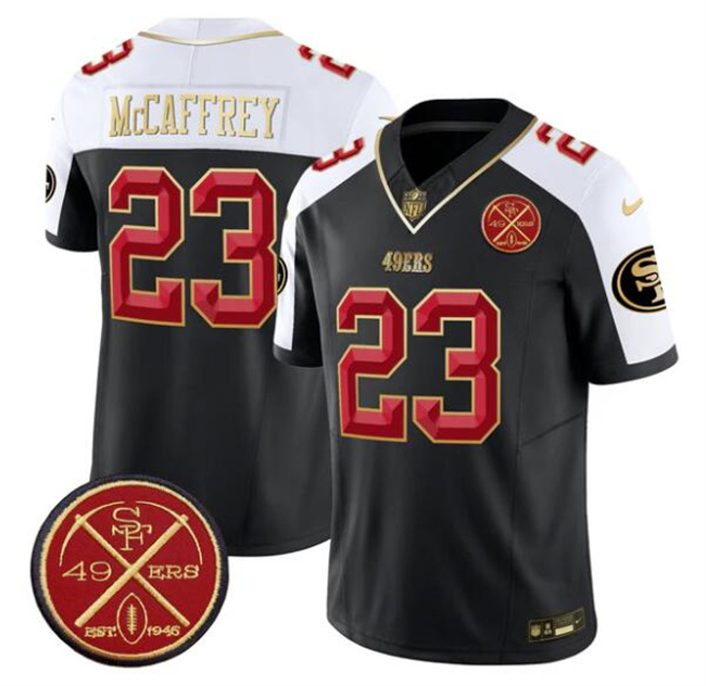 San Francisco 49ers #23 Christian McCaffrey Black Alternate F.U.S.E. Est.1946 Patch Vapor Limited Stitched Jersey - Zenithce