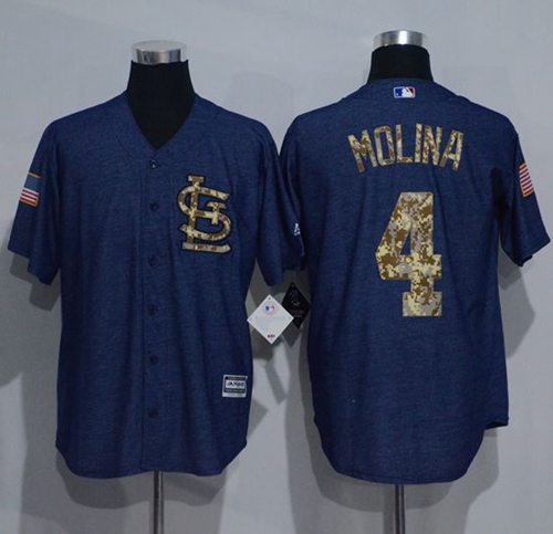 Cardinals #4 Yadier Molina Denim Blue Salute To Service Stitched Jersey - Zenithce