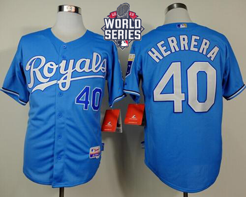 Royals #40 Kelvin Herrera Light Blue Alternate Cool Base W 2015 World Series Patch Stitched Jersey - Zenithce