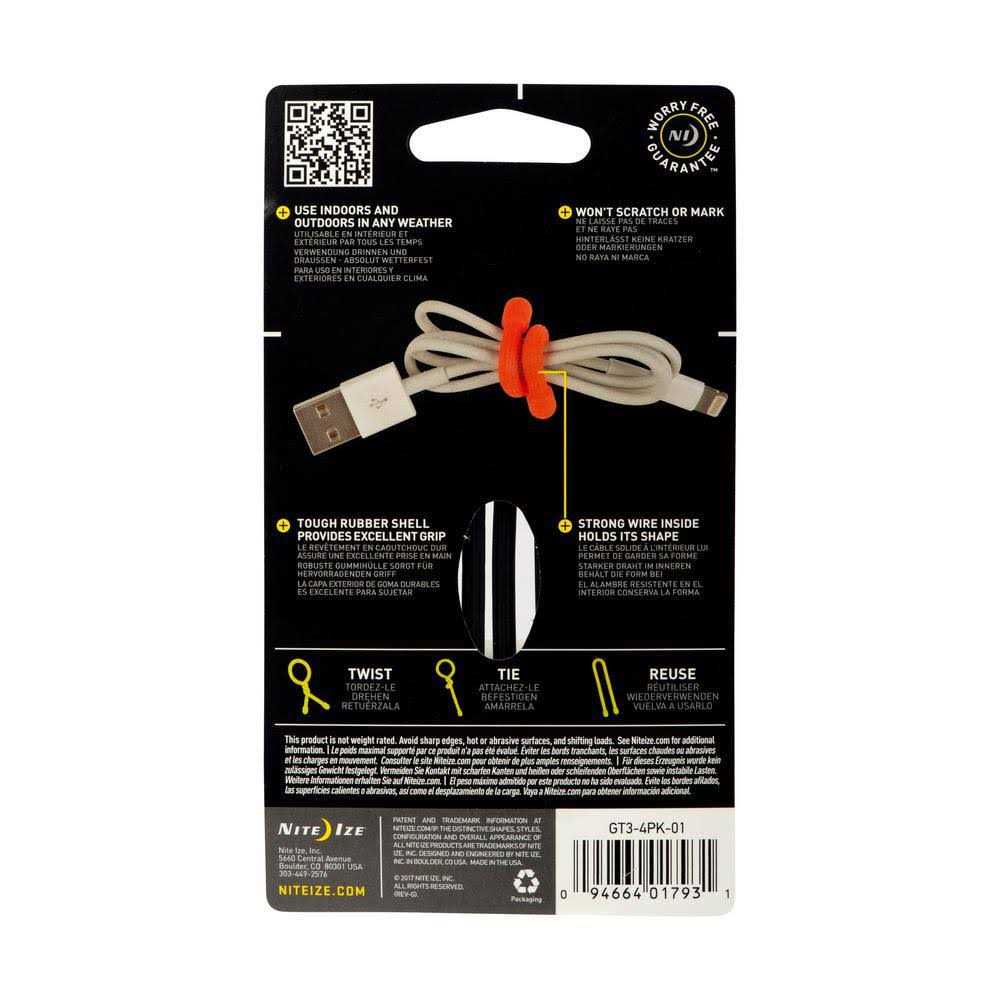 Nite Ize Gear Tie Reusable Rubber Twist Tie - Zenithce