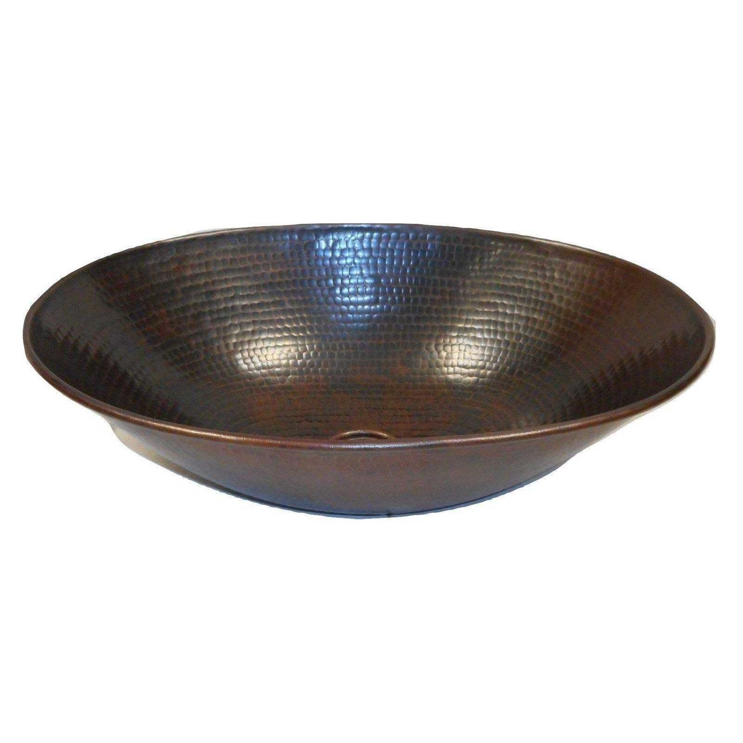 SimplyCopper 16 Oval Copper Vessel Bucket Bathroom Sink in Aged Copper - Zenithce