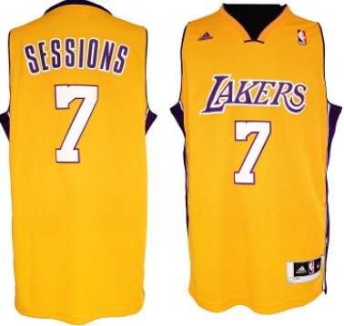 Los Angeles Lakers #7 Ramon Sessions Revolution 30 Swingman Yellow Jersey - Zenithce