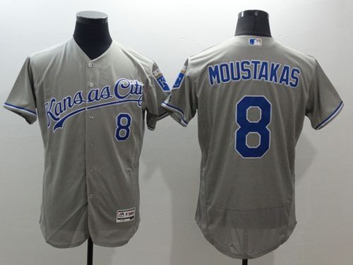 Royals #8 Mike Moustakas Grey Flexbase Authentic Collection Stitched Jersey - Zenithce