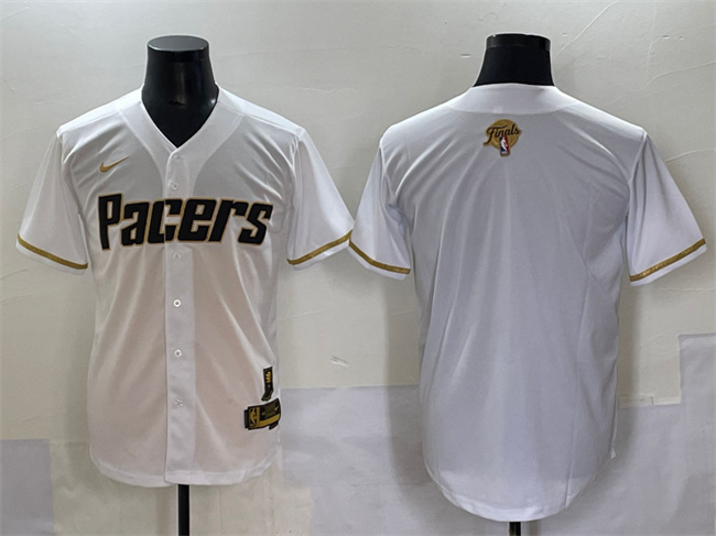 Indiana Pacers Blank White Gold 2025 Finals Vapor Stitched Baseball Jersey - Zenithce
