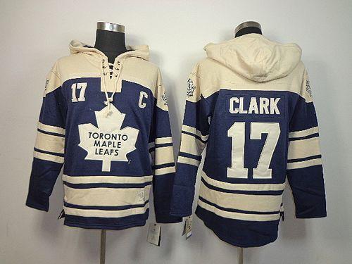 Maple Leafs #17 Wendel Clark Blue Sawyer Hooded Sweatshirt Stitched Jersey - Zenithce