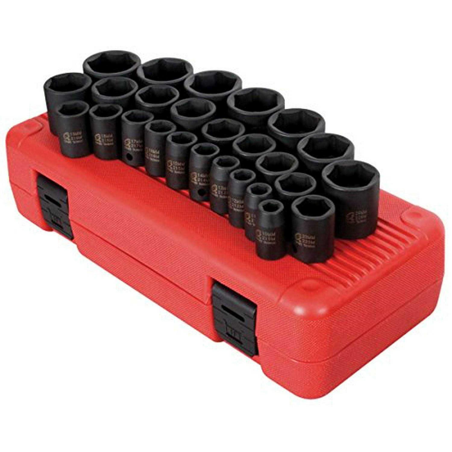 Sunex 2645 26-Piece 1/2 in. Drive Metric Impact Socket Set - Zenithce
