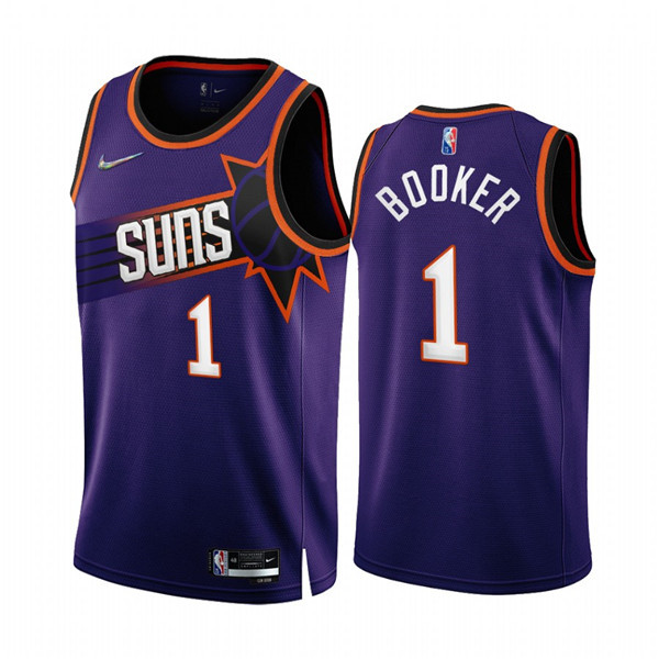 Phoenix Suns #1 Devin Booker 2022-23 Purple 75th Anniversary Icon Edition Stitched Jersey - Zenithce