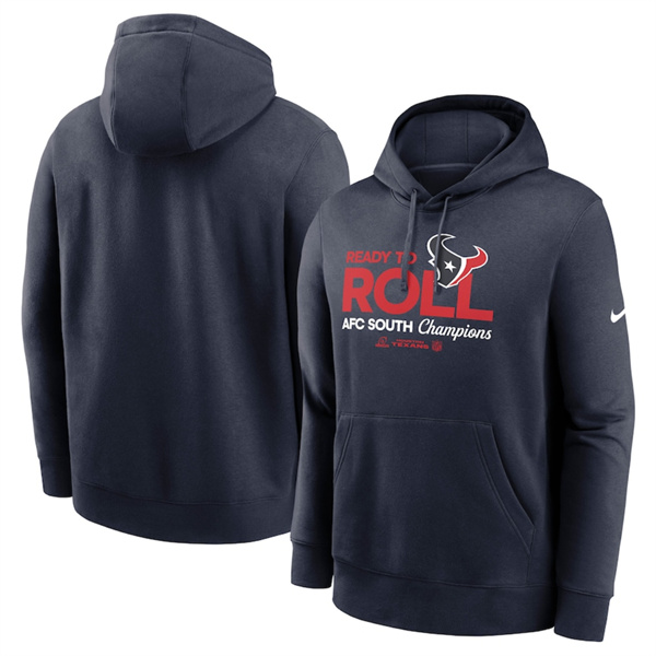 Houston Texans Navy 2024 AFC South Champions Locker Room Trophy Collection Pullover Hoodie - Zenithce
