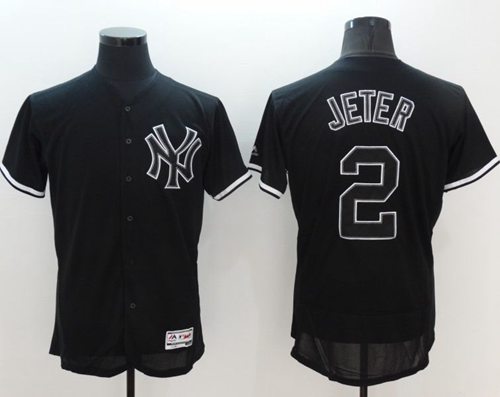Yankees #2 Derek Jeter Black Fashion Flexbase Authentic Collection Stitched Jersey - Zenithce