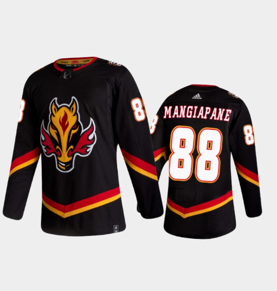 Calgary Flames #88 Andrew Mangiapane 2020-21 Black Reverse Retro Stitched Jersey - Zenithce
