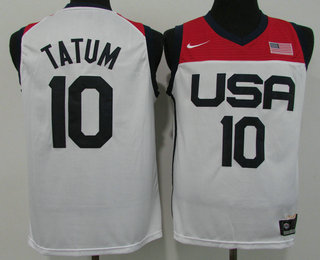 USA #10 Jayson Tatum 2021 White Tokyo Olympics Stitched Home Jersey - Zenithce