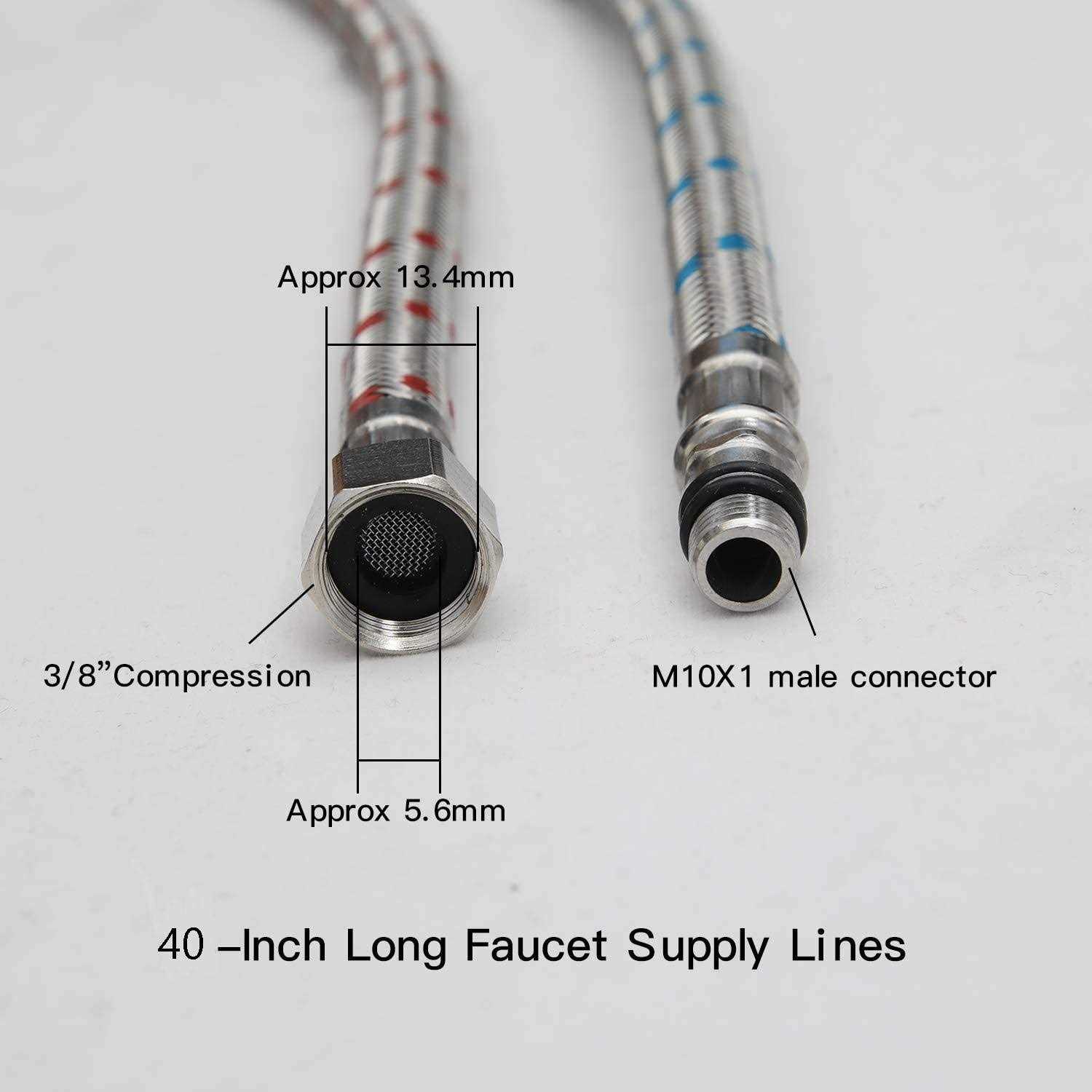 Homevacious Long Bathroom Kitchen Faucet Connector Braided Supply Hose 3/8-Inch Female Compression Stainless Steel - Zenithce