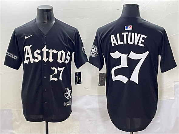 Houston Astros #27 Jose Altuve Black Gothic 'Houston Born Barrio Raised' Limited Stitched Jersey - Zenithce
