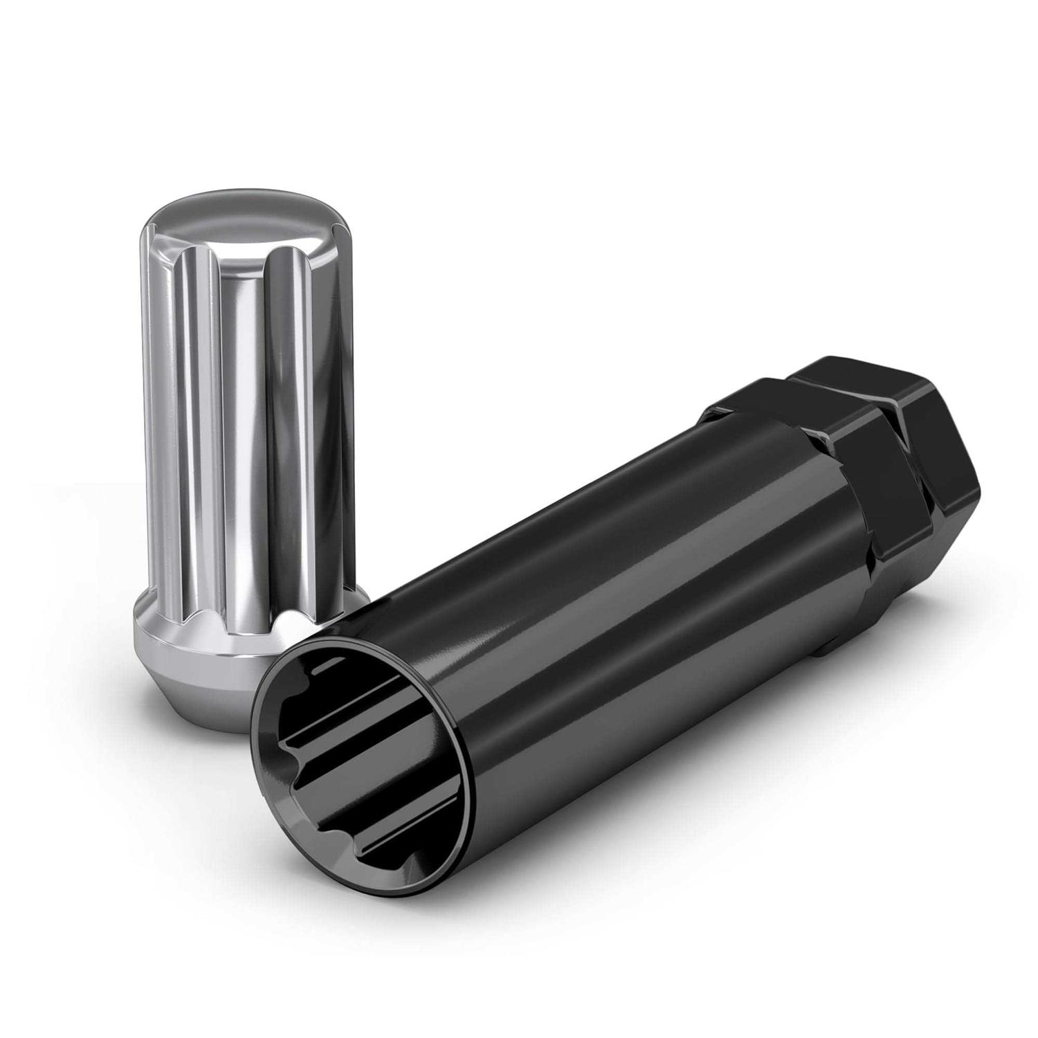 White Knight 1707SBK-20AM Black Chrome Finish 12mm x 1.50 Thread Size Bulge Acorn Lug Nut - Zenithce
