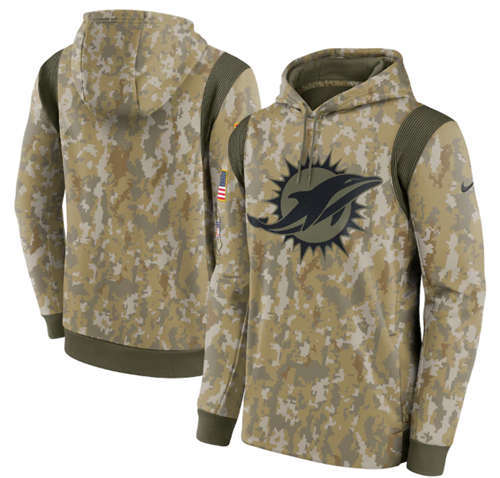 Miami Dolphins Camo 2021 Salute To Service Therma Performance Pullover Hoodie - Zenithce