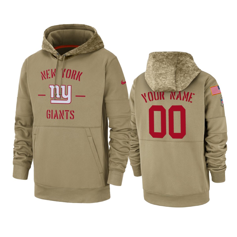 New York Giants Customized Tan 2019 Salute To Service Sideline Therma Pullover Hoodie - Zenithce