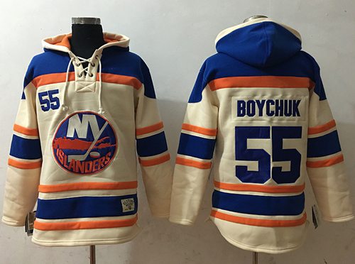 Islanders #55 Johnny Boychuk Cream Sawyer Hooded Sweatshirt Stitched Jersey - Zenithce