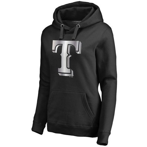 Women's Texas Rangers Platinum Collection Pullover Hoodie Black - Zenithce