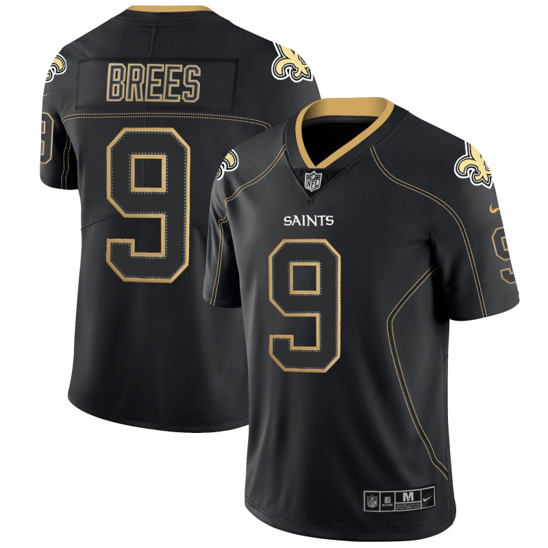 Saints #9 Drew Brees Black 2018 Lights Out Color Rush Limited Stitched Jersey - Zenithce