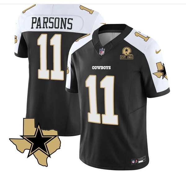Dallas Cowboys #11 Micah Parsons 2023 F.U.S.E. Black White With Established In 1960 Patch Stitched Jersey - Zenithce