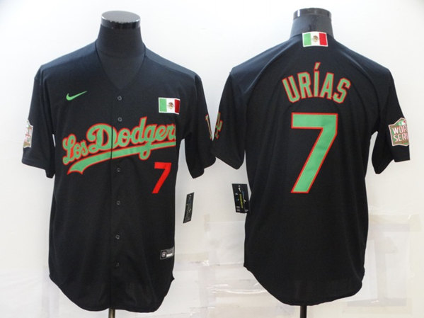 Los Angeles Dodgers #7 Julio Urias Black Green Cool Base Stitched Baseball Jersey - Zenithce