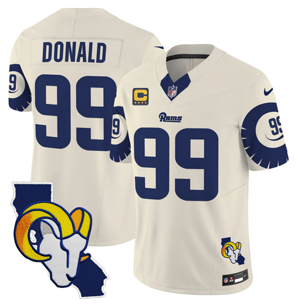 Los Angeles Rams #99 Aaron Donald Bone 2025 4-Star C Patch F.U.S.E. V2 Limited Stitched Jersey - Zenithce