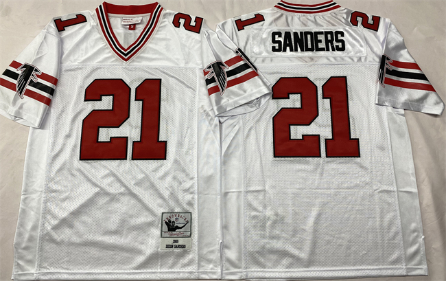 Atlanta Falcons #21 Deion Sanders White Throwback Stitched Football Jersey - Zenithce