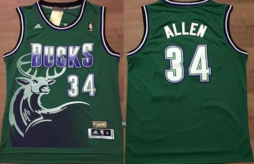 Milwaukee Bucks #34 Ray Allen ABA Hardwood Classic Swingman Green Throwback Jersey - Zenithce