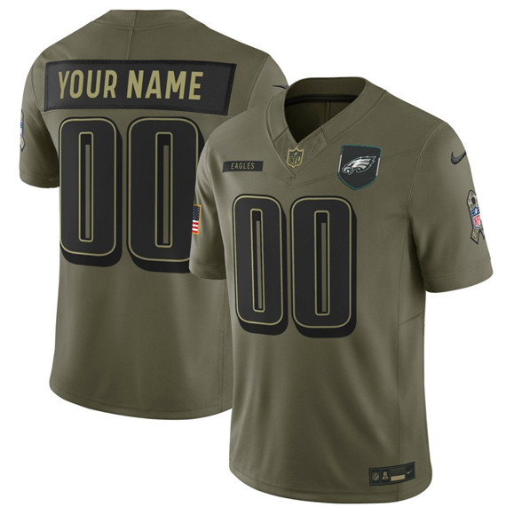 Philadelphia Eagles Custom Olive 2025 Salute to Service Limited Stitched Jersey - Zenithce