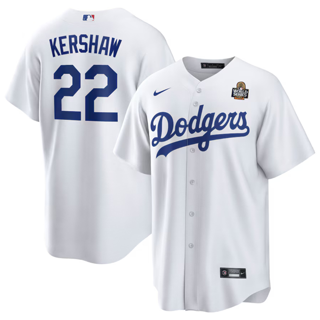 Los Angeles Dodgers #22 Clayton Kershaw White 2024 World Series Cool Base Stitched Jersey - Zenithce