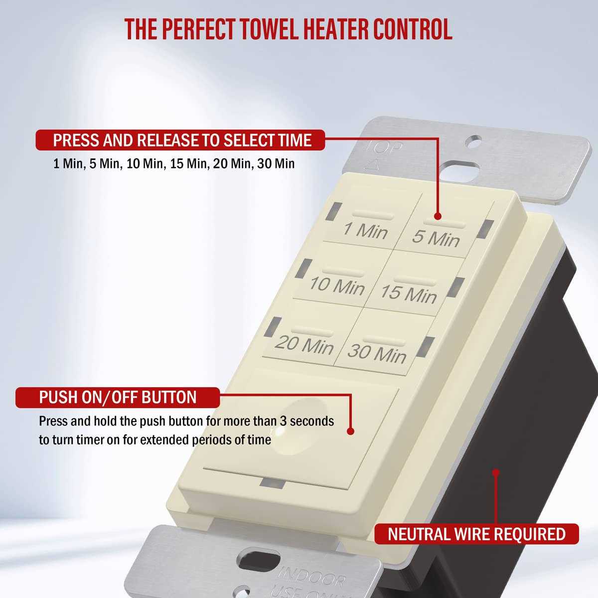 Enerlites Countdown Timer Switch 5-10-30-60 Min Hour For Bathroom Fans - Zenithce