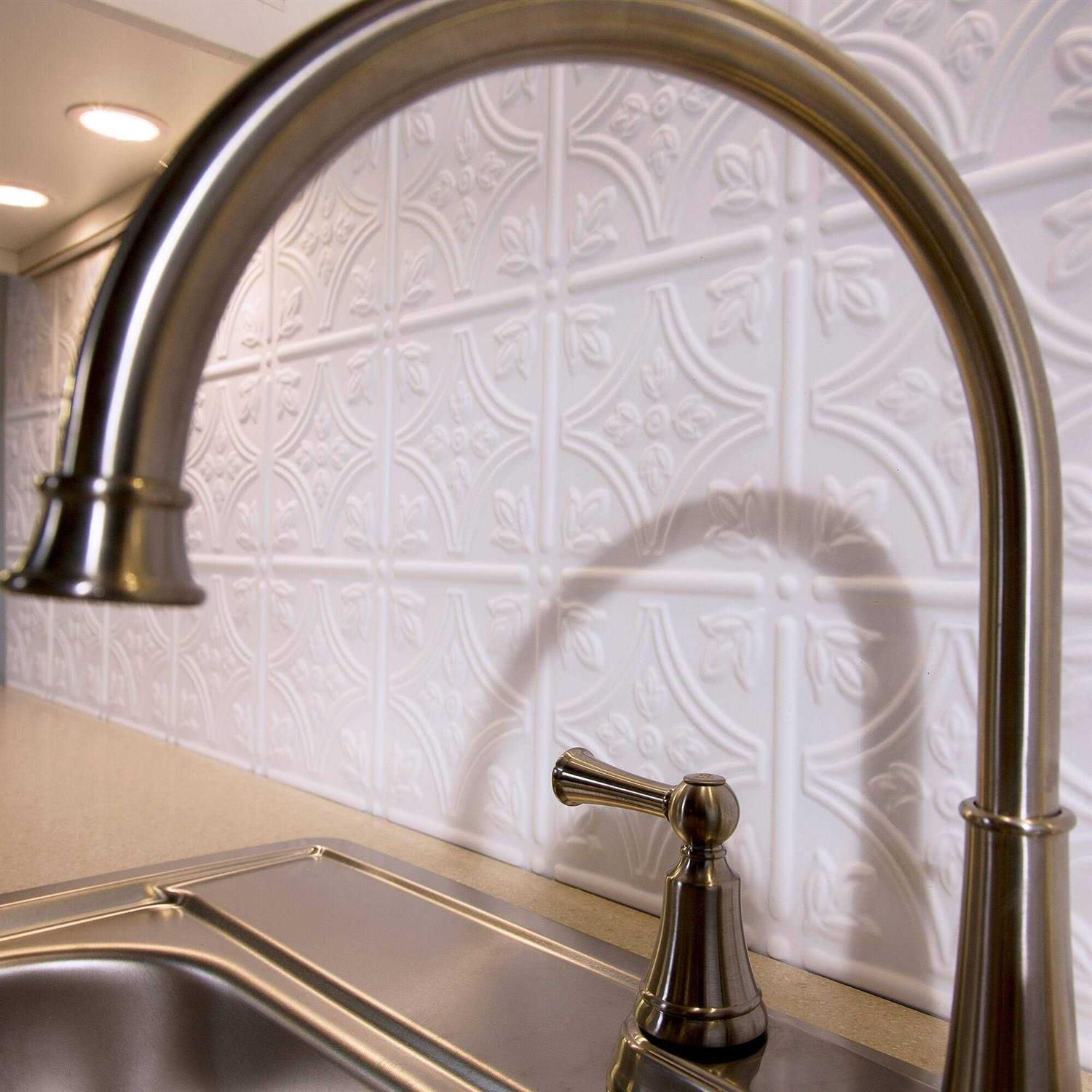 Fasade Traditional Style/Pattern 1 Decorative Vinyl 18in x 24in Backsplash Panel - Zenithce