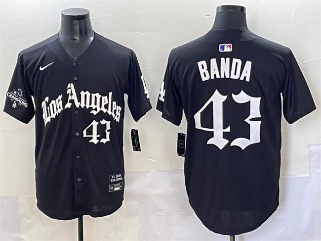 Los Angeles Dodgers #43 Anthony Banda Black Mexico 2025 LA Gothic Style With 2024 World Series Champions Patch Vapor Premier Limited Stitched Jersey - Zenithce