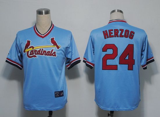 Mitchell And Ness Cardinals #24 Whitey Herzog Blue Throwback Stitched Jersey - Zenithce