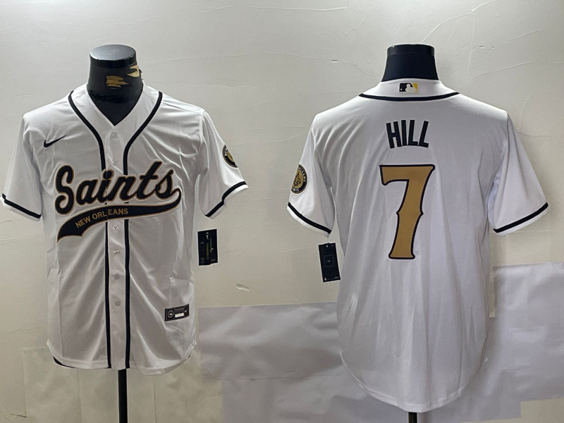 New Orleans Saints #7 Taysom Hill White With Patch Cool Base Stitched Jersey - Zenithce